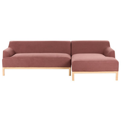 Beliani Corner Sofa 3 Seater Sosjo Fabric Burgundy Left Hand - image 1