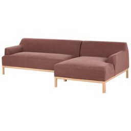 Beliani Corner Sofa 3 Seater Sosjo Fabric Burgundy Left Hand - thumbnail 4