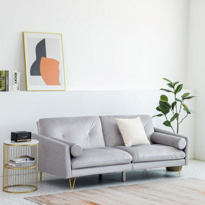 Alessia Velvet Sofa Bed With 2 Bolster Cushions - image 1