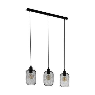 Elegant Black Mesh Hanging Pendant Light For Kitchen Island - 3 Bulb E27 Fixture - image 1