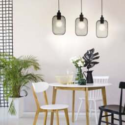 Elegant Black Mesh Hanging Pendant Light For Kitchen Island - 3 Bulb E27 Fixture - thumbnail 3