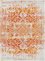 Livabliss Harput-Vintage Grey Blue Orange White Traditional Boho Living Dining Bedroom Rug 200 X 275 Cm Easy Care, Non Shedding