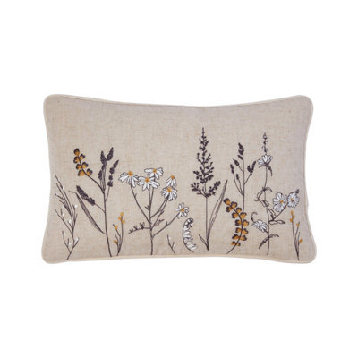 Julian Charles Home Becky Natural Floral Embroidered Cushion (30Cm X 50Cm) - image 1
