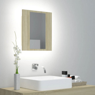 Berkfield Led Bathroom Mirror Cabinet Sonoma Oak 40X12X45 Cm - image 1
