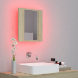 Berkfield Led Bathroom Mirror Cabinet Sonoma Oak 40X12X45 Cm - thumbnail 4