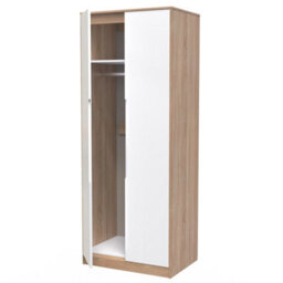 Turin 2 Door Wardrobe In White Gloss & Bardolino Oak (Ready Assembled) - thumbnail 5