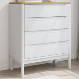 Walplus Chest Of Drawers Floro White Solid Wood Pine - thumbnail 1
