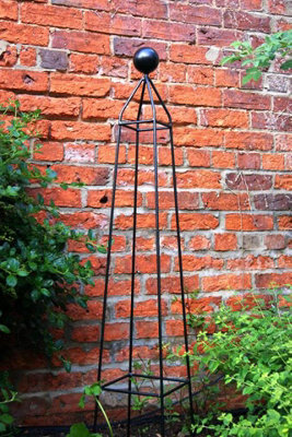 Poppy Forge Cleo 6Ft Obelisk - Garden Plant Support - Solid Steel - L32 X W32 X H182.9 Cm - Black - Finial Is An Additional Extra - image 1
