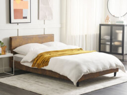 Beliani Bed Faux Leather Fitou 140 X 200 Cm (Eu Double) Brown - thumbnail 2