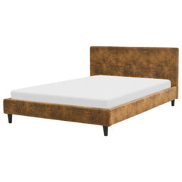Beliani Bed Faux Leather Fitou 140 X 200 Cm (Eu Double) Brown - thumbnail 1