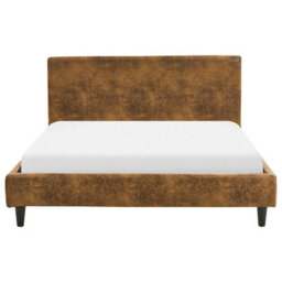 Beliani Bed Faux Leather Fitou 140 X 200 Cm (Eu Double) Brown - thumbnail 4