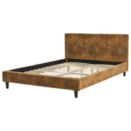 Beliani Bed Faux Leather Fitou 140 X 200 Cm (Eu Double) Brown - thumbnail 5