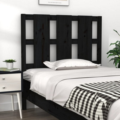 Berkfield Bed Headboard Black 95.5X4X100 Cm Solid Wood Pine - image 1