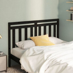 Berkfield Bed Headboard Black 146X4X100 Cm Solid Wood Pine - thumbnail 1