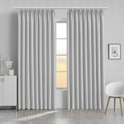 Ameha Light Grey Blackout Pencil Pleat Curtains Ready Made Thermal Insulated Heavy Thick Curtain 66''x90'' Bedroom Living Room Uk - thumbnail 2