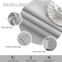 Ameha Light Grey Blackout Pencil Pleat Curtains Ready Made Thermal Insulated Heavy Thick Curtain 66''x90'' Bedroom Living Room Uk - thumbnail 7