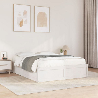 Berkfield Bed Frame Without Mattress White 150X200 Cm King Size Solid Wood Pine - image 1