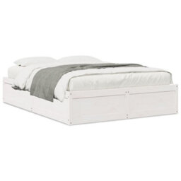 Berkfield Bed Frame Without Mattress White 150X200 Cm King Size Solid Wood Pine - thumbnail 2