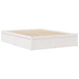 Berkfield Bed Frame Without Mattress White 150X200 Cm King Size Solid Wood Pine - thumbnail 3