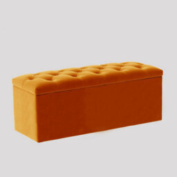90Cm Luna Chesterfield Ottoman Storage Box - Burnt Orange Plush Velvet Upholstered Blanket Box - thumbnail 3