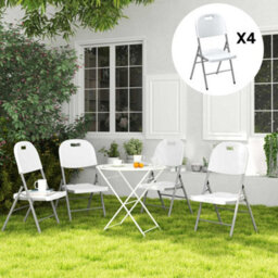 Outsunny 4Pcs Folding Chair With Steel Frame, Garden Chair Set, White - thumbnail 8
