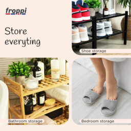 Froppi™ 4 Tier Shoe Rack For Shoe Storage, Black Bamboo Wooden Space Saving Rack, Shoe Organizer Shelf L45.2 W29.5 H72.4 Cm - thumbnail 8