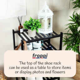 Froppi™ 4 Tier Shoe Rack For Shoe Storage, Black Bamboo Wooden Space Saving Rack, Shoe Organizer Shelf L45.2 W29.5 H72.4 Cm - thumbnail 7