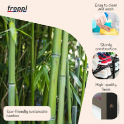 Froppi™ 4 Tier Shoe Rack For Shoe Storage, Black Bamboo Wooden Space Saving Rack, Shoe Organizer Shelf L45.2 W29.5 H72.4 Cm - thumbnail 6