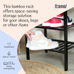 Froppi™ 4 Tier Shoe Rack For Shoe Storage, Black Bamboo Wooden Space Saving Rack, Shoe Organizer Shelf L45.2 W29.5 H72.4 Cm - thumbnail 5