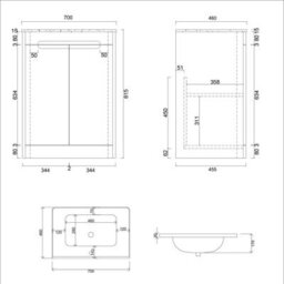 Royal Bathrooms Venice 700mm Sage Green Floor Standing Vanity Unit 2 Door With Ceramic Basin - thumbnail 8