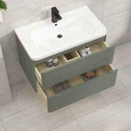 Royal Bathrooms Venice 700mm Sage Green Floor Standing Vanity Unit 2 Door With Ceramic Basin - thumbnail 4