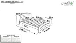 Nodax Small Double Bed Frame, F10, Solid Pine Wood, Easy Assembly, Sturdy Slats & Extra Support Legs, 4Ft, Walnut Finish - thumbnail 6