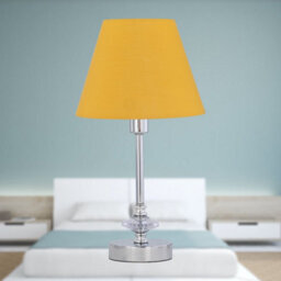 First Choice Lighting Chrome Jewelled Table Lamp With Ochre Yellow Shade - thumbnail 3