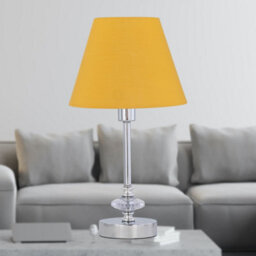 First Choice Lighting Chrome Jewelled Table Lamp With Ochre Yellow Shade - thumbnail 2