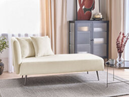 Beliani Left-Hand Chaise Longue Riom Boucle Off-White - thumbnail 2