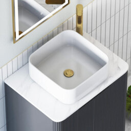 Royal Bathrooms Avenza 600mm Matt Obsidian Black Floor Standing Countertop Bathroom Vanity Unit 2 Drawer With Elena Basin - thumbnail 7