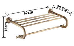 Pepte Bathroom Multi Towel Shelf Rail Rack Hanger Wall Mounted Antique Brass - thumbnail 3