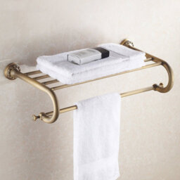 Pepte Bathroom Multi Towel Shelf Rail Rack Hanger Wall Mounted Antique Brass