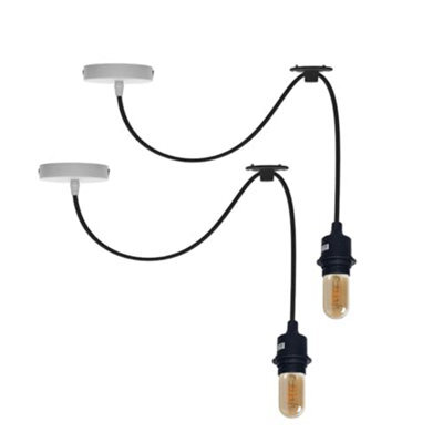 2 Pack Black Pendant Lights Silicone Holders With 95Cm Adjustable Cables For Kitchen Island, Living Room & Bedroom - image 1