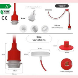 2 Pack Black Pendant Lights Silicone Holders With 95Cm Adjustable Cables For Kitchen Island, Living Room & Bedroom - thumbnail 7