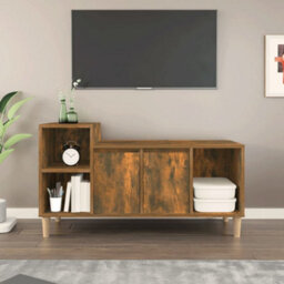 Berkfield Classic Tv Cabinet Smoked Oak 100X35X55 Cm Engineered Wood - thumbnail 2