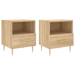 Berkfield Bedside Cabinets 2 Pcs Sonoma Oak 40X35X47.5 Cm Engineered Wood - thumbnail 2