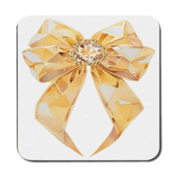 Benjamin Tate Design Placemat And Coaster Set Gold Bow Motif Designer Artwork With Wood Base 12 Pieces - thumbnail 3