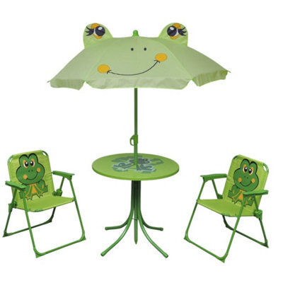 Walplus 3 Piece Kids' Garden Bistro Set With Parasol Green - image 1