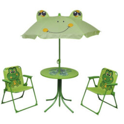 Walplus 3 Piece Kids' Garden Bistro Set With Parasol Green
