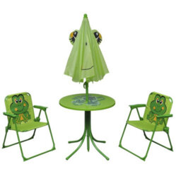 Walplus 3 Piece Kids' Garden Bistro Set With Parasol Green - thumbnail 2