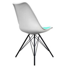 Fusion Living Soho White And Aqua Blue Plastic Dining Chair With Black Metal Legs - thumbnail 5