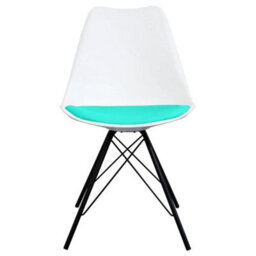 Fusion Living Soho White And Aqua Blue Plastic Dining Chair With Black Metal Legs - thumbnail 7