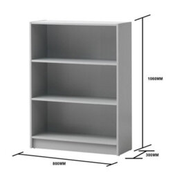 Timber Art Design 3 Tier Bookcase Wide Display Shelving Storage Unit Wood Furniture Light Grey - thumbnail 5
