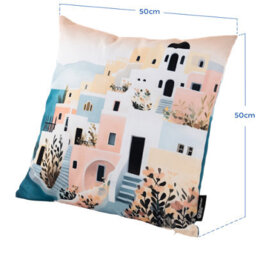 Hayward 50 X 50Cm Outdoor Cushion, Sicily Seafront Classic Square Design, Shower-Resistant Square Cushion For Garden & Patio - thumbnail 2